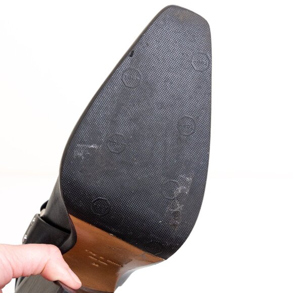 Rag and Bone Rio Western Leather Boot Black O Ring Harness Pointed Toe EU 38 - Picture 13 of 14